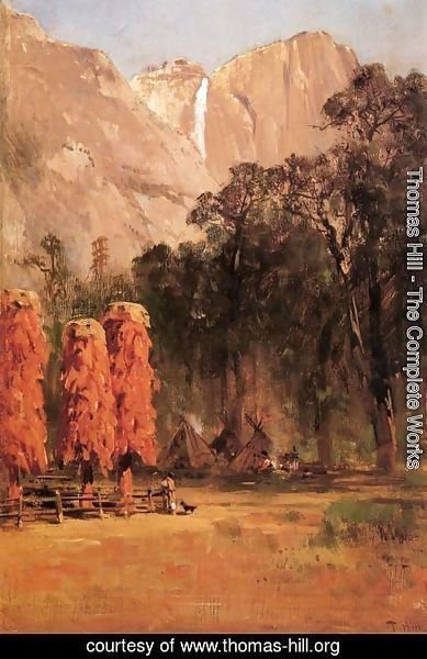 Thomas Hill - Acorn granaries, by Piute Indian camp in Yosemite