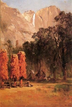 Thomas Hill - Acorn granaries, by Piute Indian camp in Yosemite