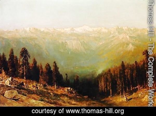 Thomas Hill - A View of the Hetch Hetchy Valley with Deer in the Foreground and Mount Conness in the Distance