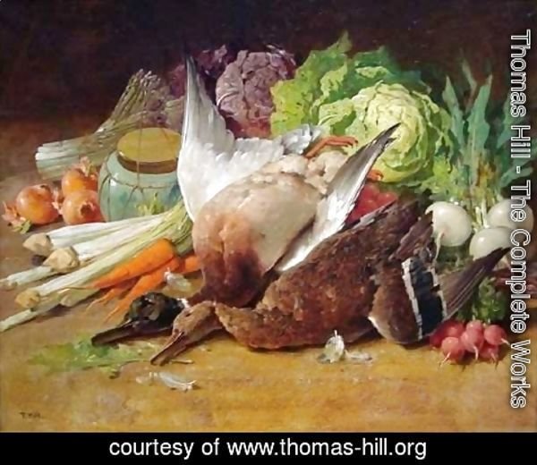 Thomas Hill - Still Life with Ducks and Vegetables